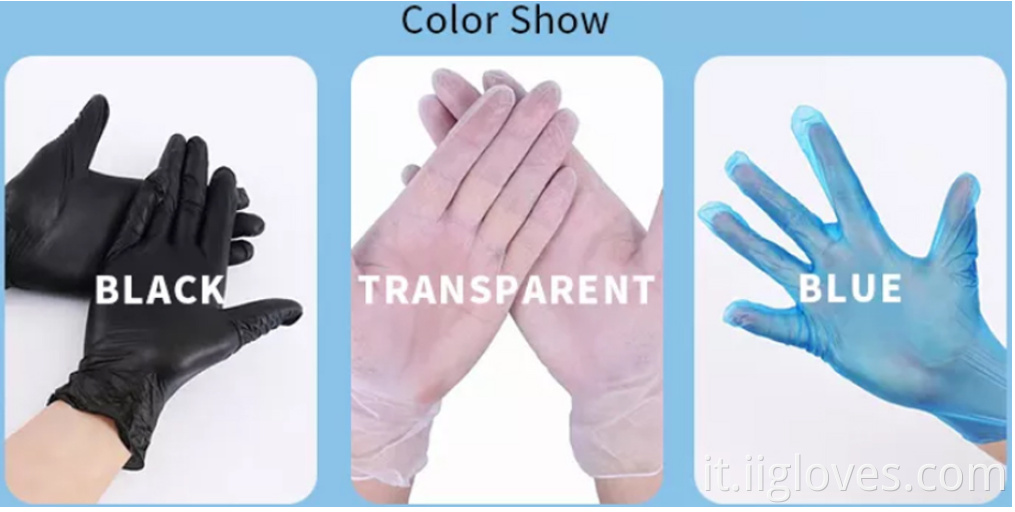 Guanti neri tatuaggi beauty trucco in polvere senza polvere guanto nitrile pvc esame di sicurezza in vinile